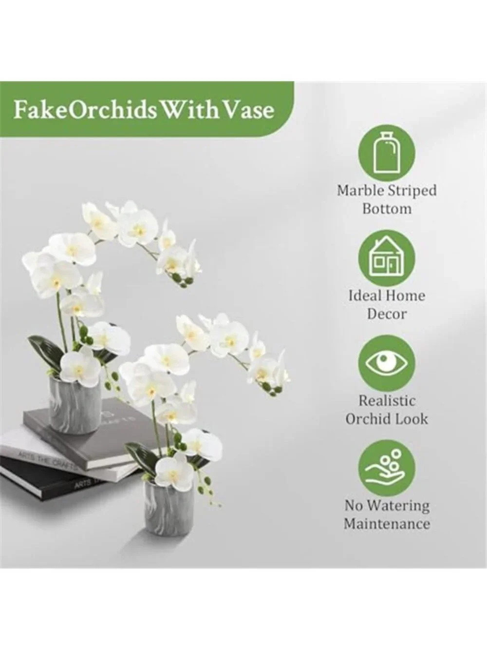White Artificial Orchid Flowers Pot Faux Silk Phalaenopsis Wedding Table Decor